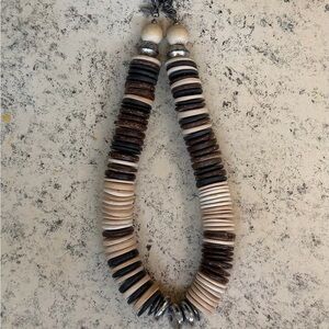 Chicos brown and cream wooden disc necklace bohemian